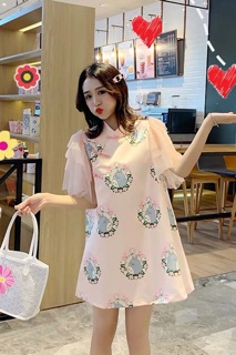 Đầm chữ A tay ren xoè