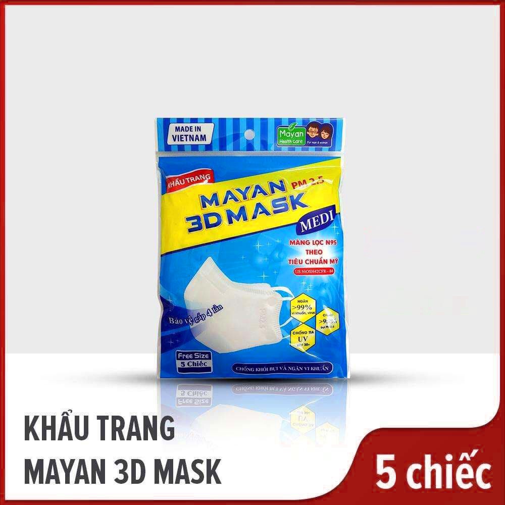 Khẩu Trang 3D mask -  Chặn 99% Virus Vi Khuẩn - Túi 5 Cái