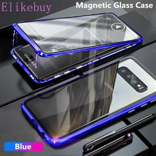 For samsung s10 lite s8 s9 plus note 8 9 360° double sided tempered glass adsorption metal clear protection phone case