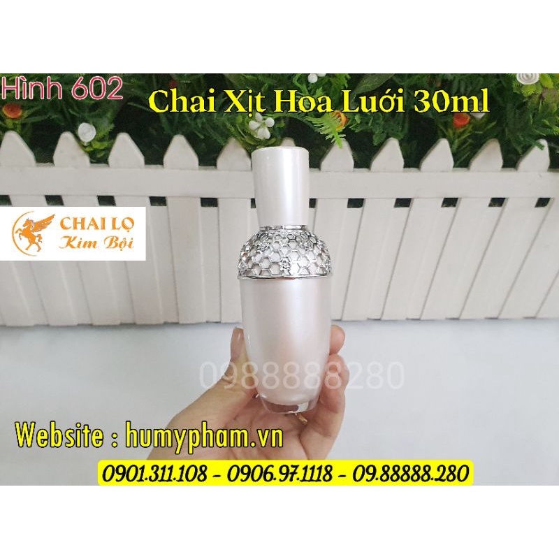 BỘ CHAI LỌ HOA LUỚI TRẮNG - Hủ 30g - Chai xịt 30ml