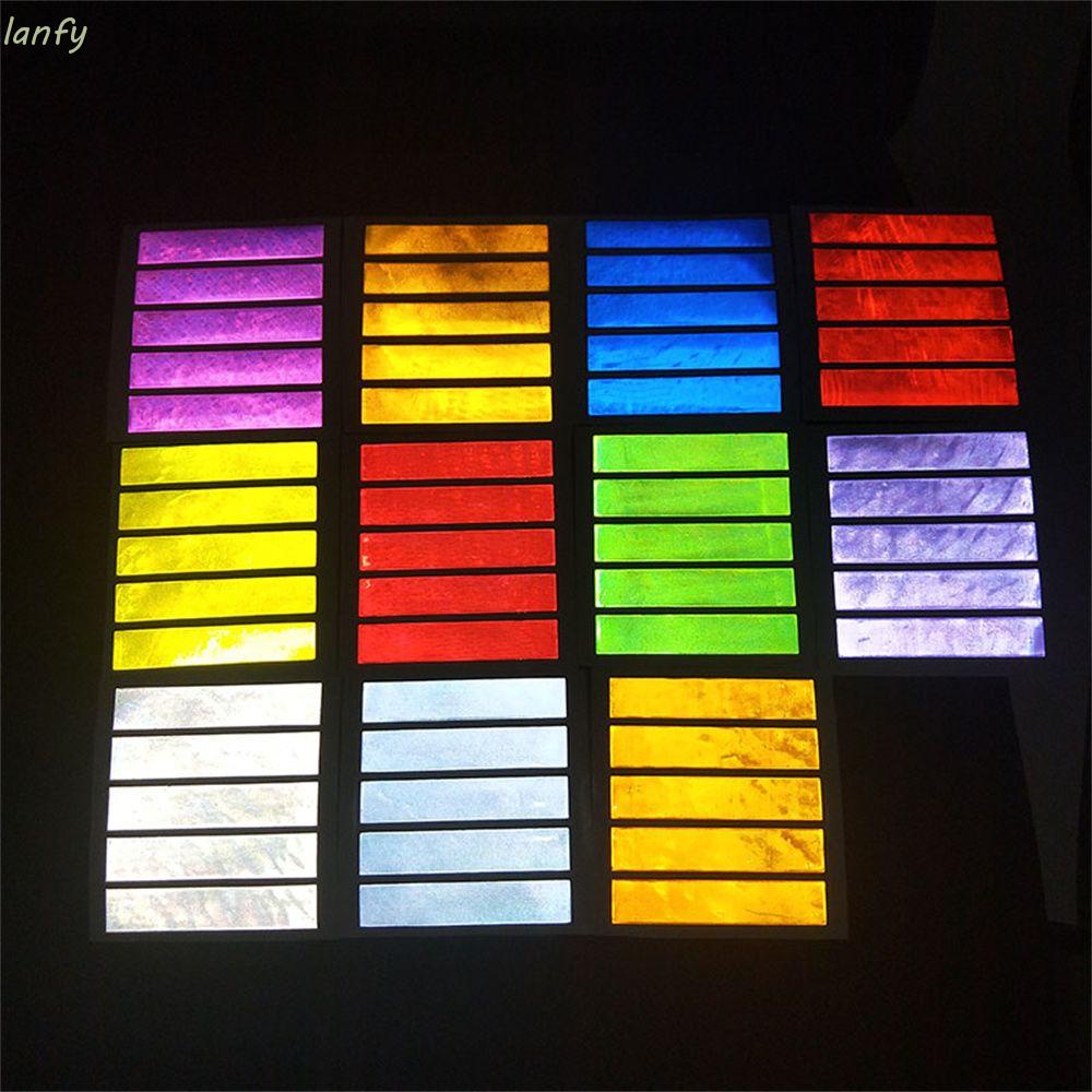 LANFY 5Pcs/Sheet Reflective Strips Safety Use Reflecting Reflective Sticker Decal Sticker Bicycle Scooter for Car Motorbike PVC Super Sticky Night Reflective Helmet Sticker/Multicolor