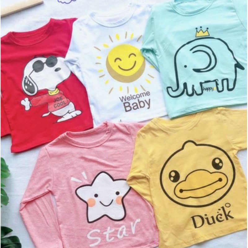MỚI | ÁO THUN DÀI TAY IN HÌNH SIÊU CƯNG CÓ 5 MÀU CHO BÉ YÊU 8-18KG