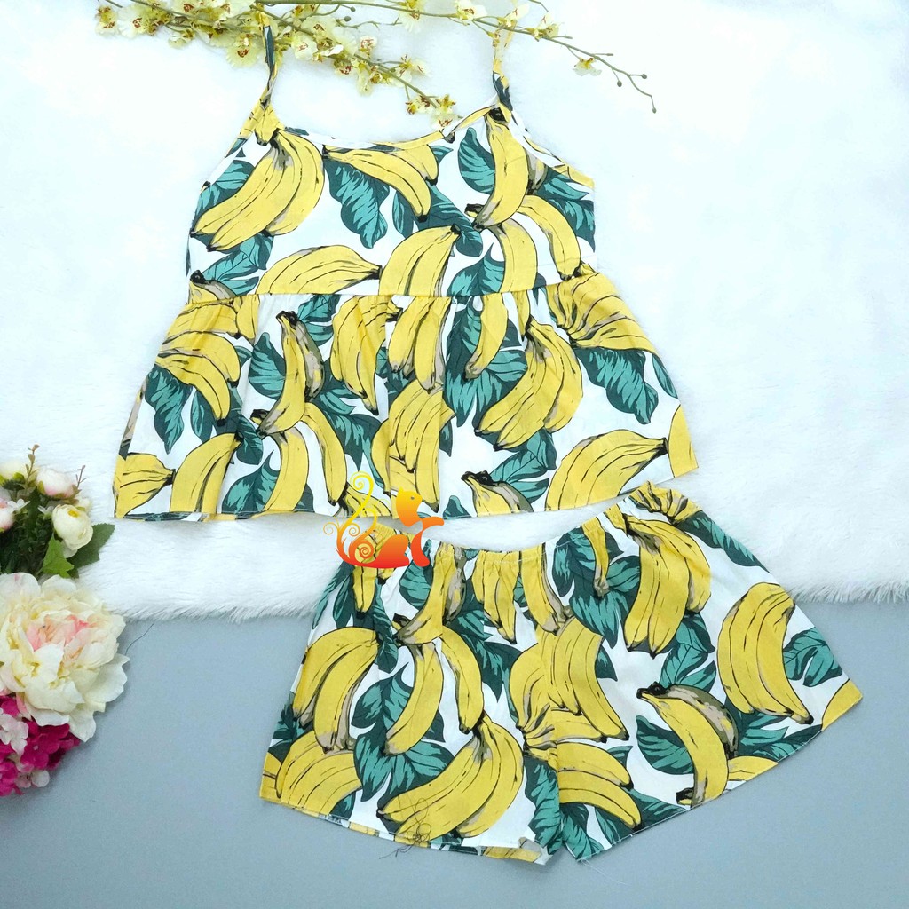 Đồ Mặc Nhà 2 dây Kate Cotton "Trái Chuối" - Từ 30-45kg.