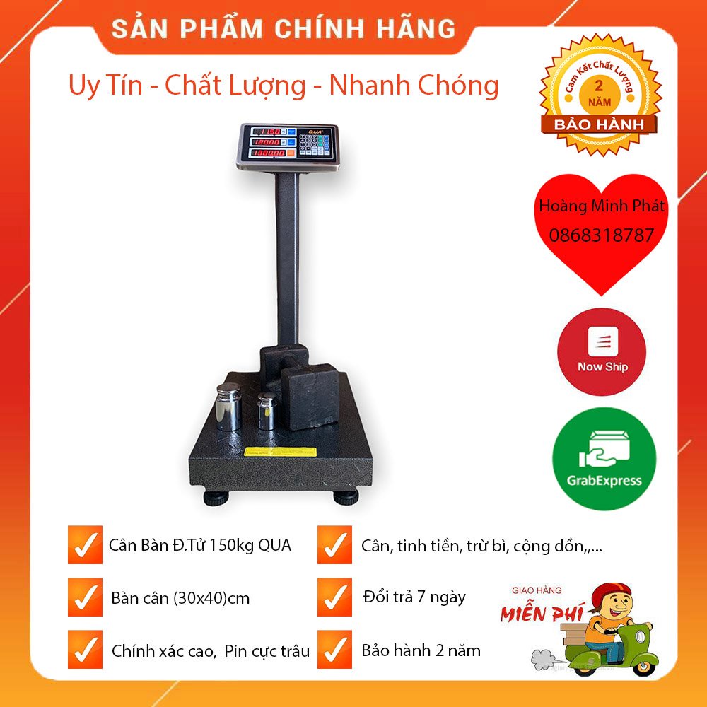 CÂN ĐIỆN TỬ HÃNG QUA - 100kg/150kg/300kg, Cân chính xác. Bảo Hành 2 Năm