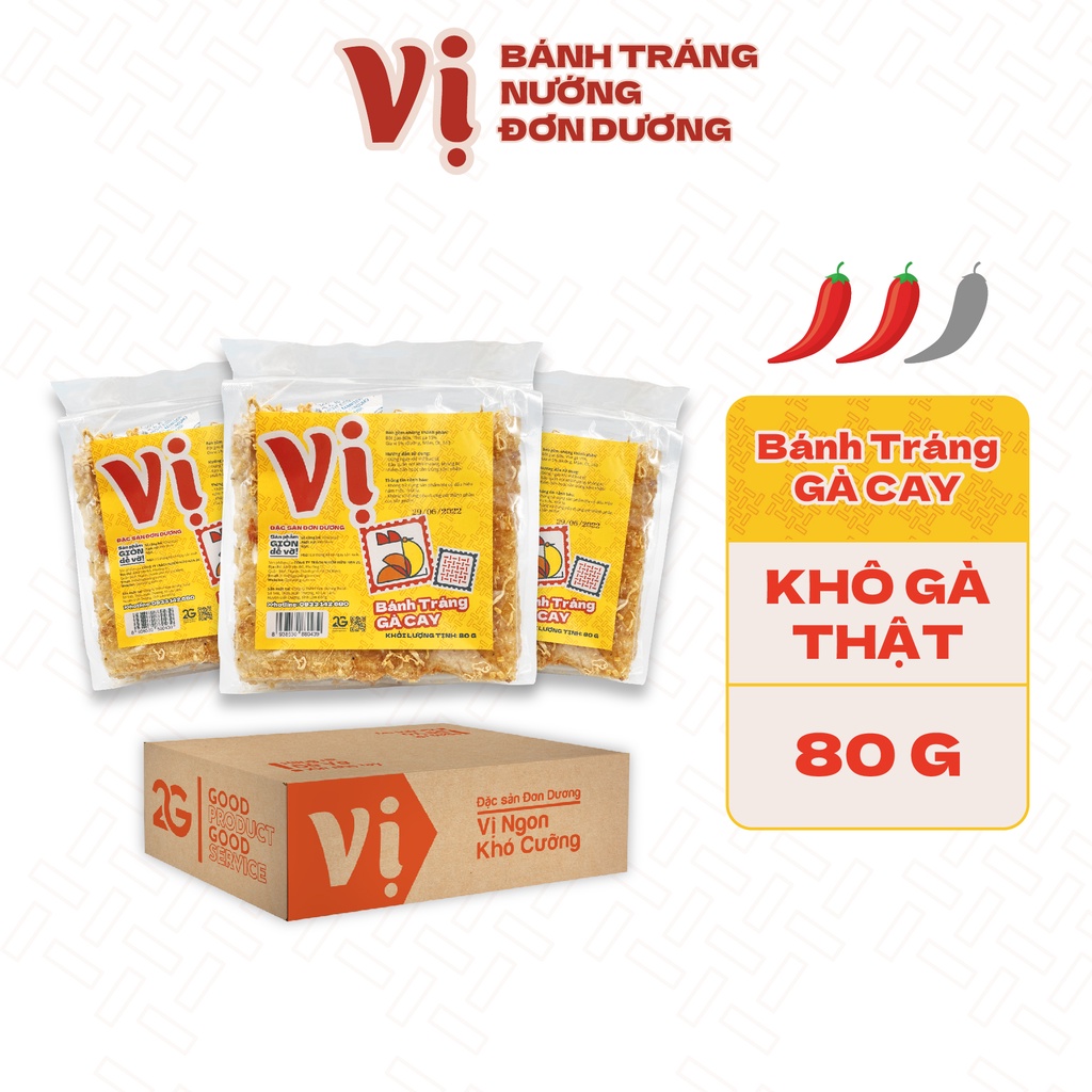 Thùng Bánh Tráng Gà Cay Vị (24 Túi x 80g) - Đặc Sản Đơn Dương