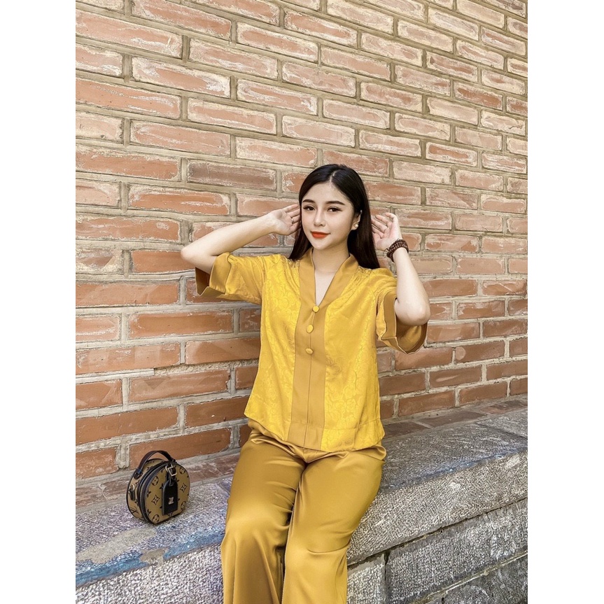 Bộ Đồ Lam Đi Chùa 3 Cúc Tay Lỡ Chất Lụa Gấm Cao Cấp 7 Màu