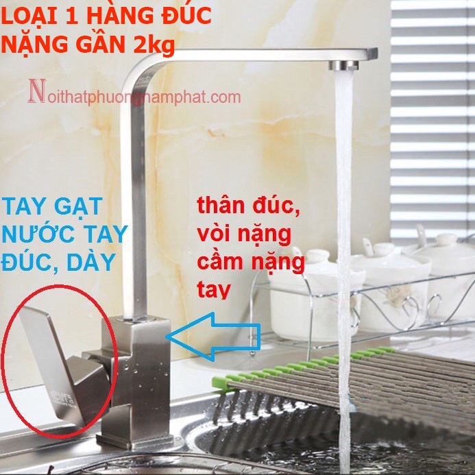 [HÀNG LOẠI 1 BAO ĐỔI MỚI 1 NĂM] Vòi Rửa Chén Bát Nóng Lạnh INOX 304 N4003 NA.GRAND  và 2 dây VUÔNG DẸT A1