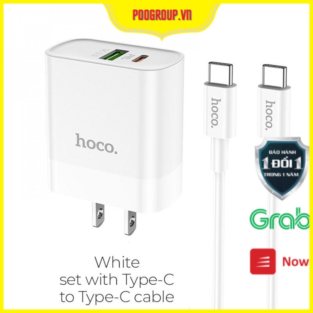 Bộ sạc HoCo [Chính Hãng ] C80 2 Cổng [Type C ✨ USB]  Kèm Cáp ✨ Hỗ trợ sạc nhanh QC3.0 ✨- Bảo Hành 1 đổi 1