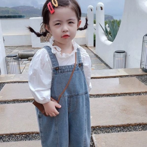 Quần Yếm Bé Gái Mẫu Mới2021Quần Dài Mùa Thu Quần Mặc Thường Ngày Trẻ Em Quần Jean Trẻ Em Mùa Xuân Thời Trang