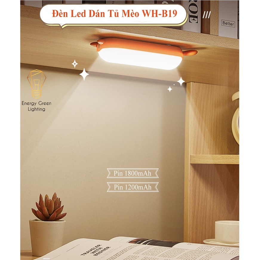 Đèn Led Dán Energy Green Lighting Tủ Mèo Siêu Dễ Thương WH-B19 - Đọc Sách , Học Bài , Làm Việc - Dán Tường , Dán Tủ