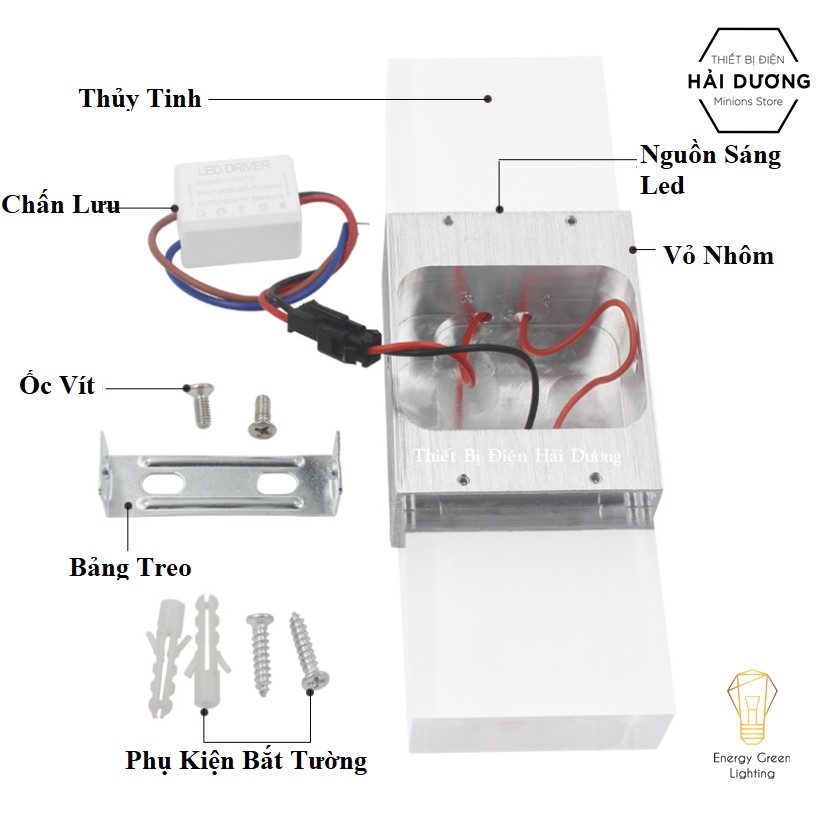 Đèn Tường Phong Cách Bắc Âu Led 2 Đầu Chiếu Sáng DT-180 - Led Siêu Sáng - Ánh Sáng Trắng / Vàng - Enery Green Lighting