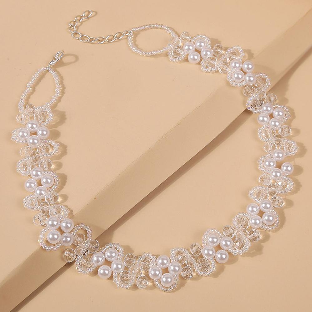 LILYES Vòng cổ Hoa Đính Hạt Giả Ngọc Trai