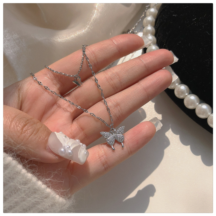 Dây chuyền hai lớp mặt hình bướm sang trọng thời trang