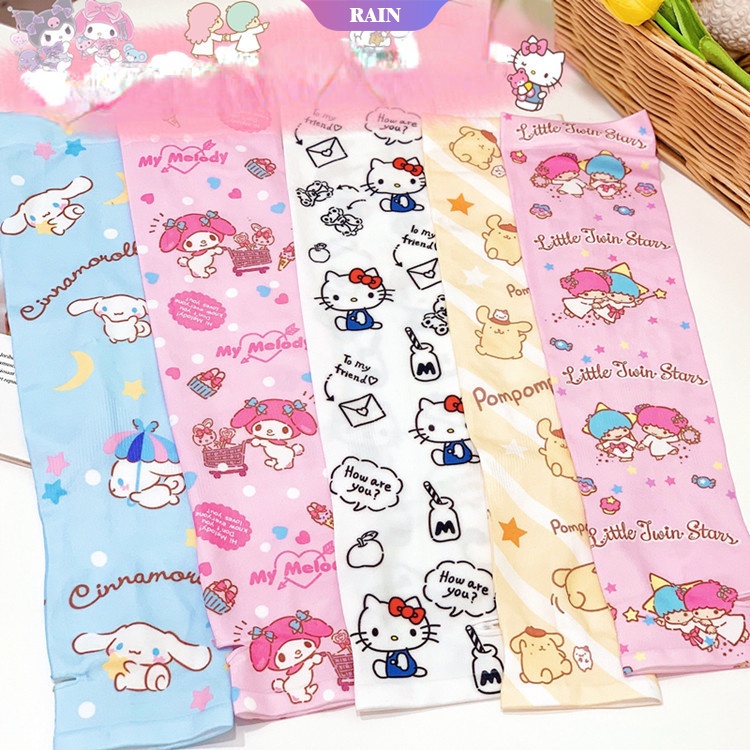 SANRIO Găng Tay Bằng Lụa Lạnh Nhanh Khô Chống Tia UV Họa Tiết Melody Cinnamoroll Hello Kitty Thời Trang Mùa Hè Cho Nam Và Nữ
