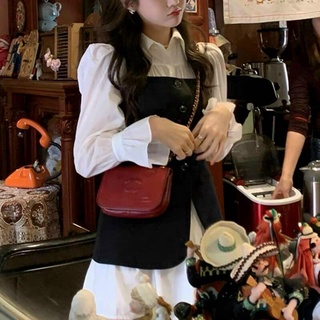 Set yếm đen + đầm trắng