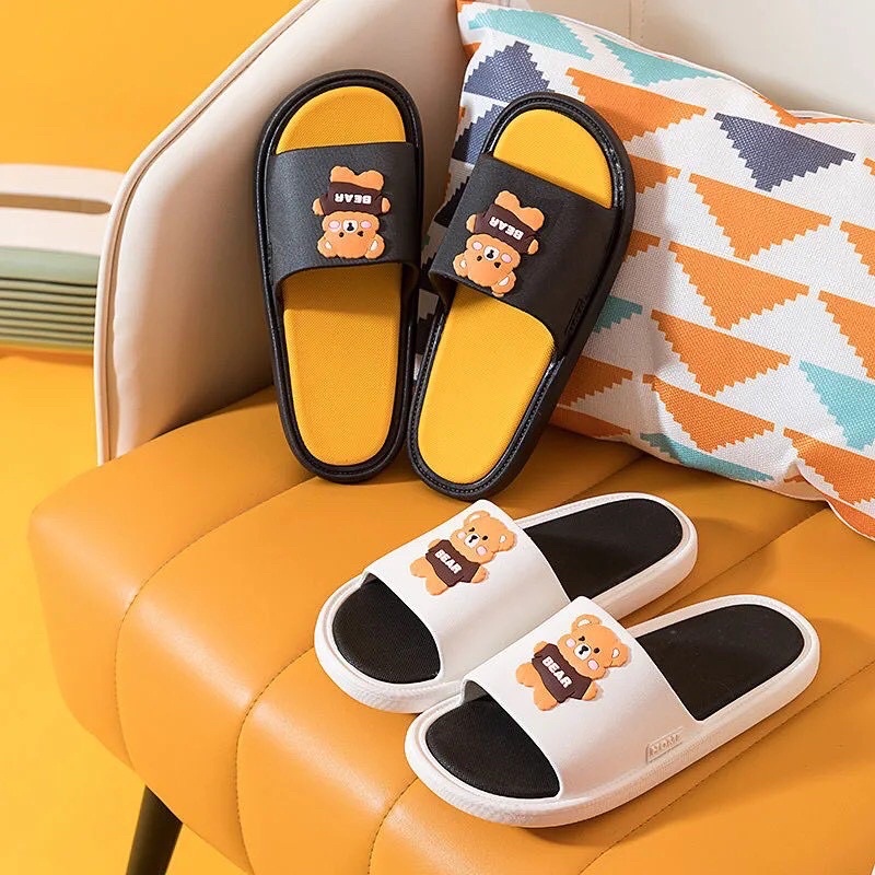 Dép Quai Ngang Unisex Hình Gấu, Dép Bear Mềm Êm Chống Trơn Trượt