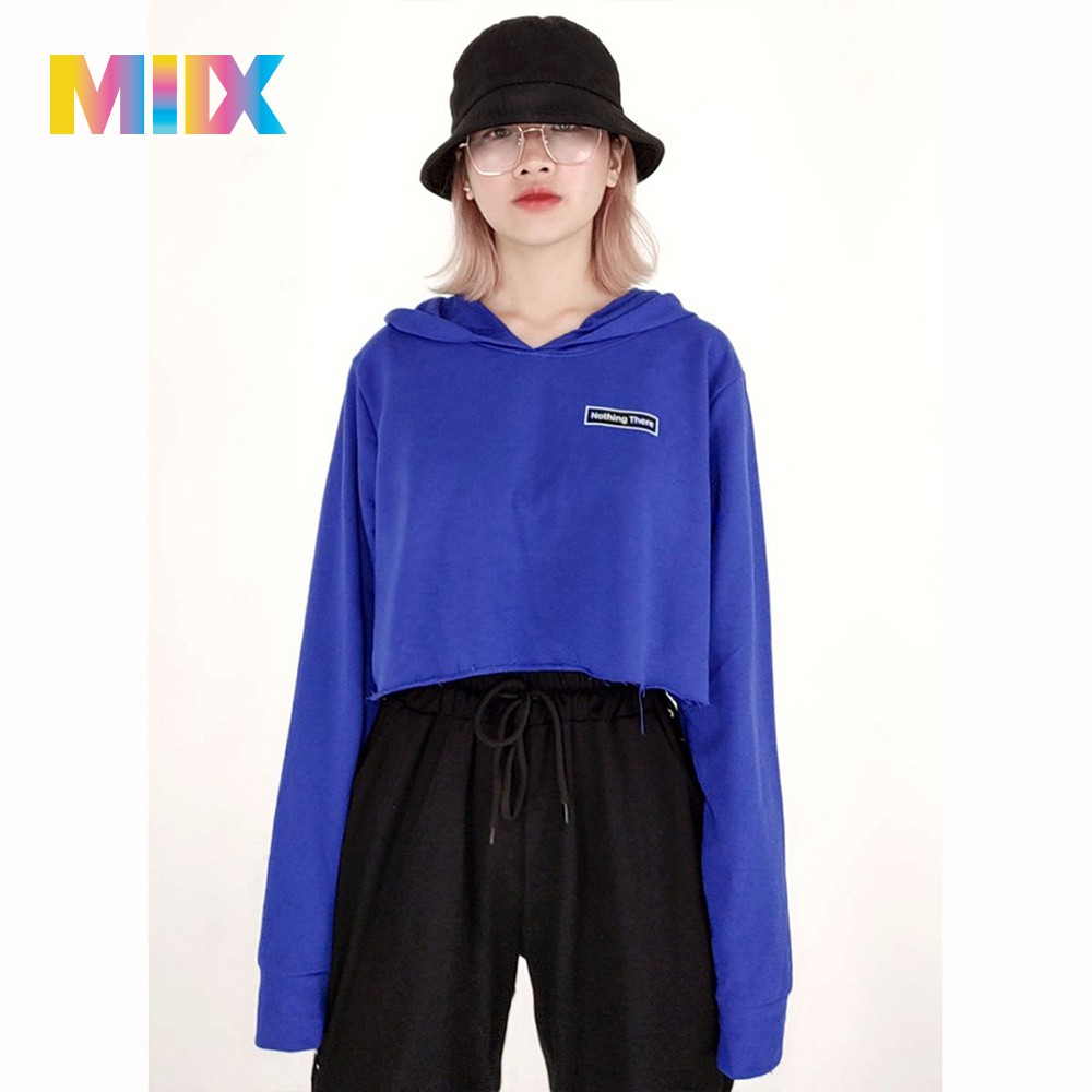 Áo croptop nữ kiểu dáng hoodie tay dài có mũ thời trang Miix - MC001