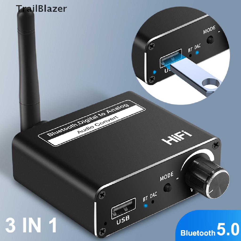 Tbvn 3 IN 1 Digital to Analog Converter Bluetooth 5.0 Receiver 3.5mm Audio Converter Jelly