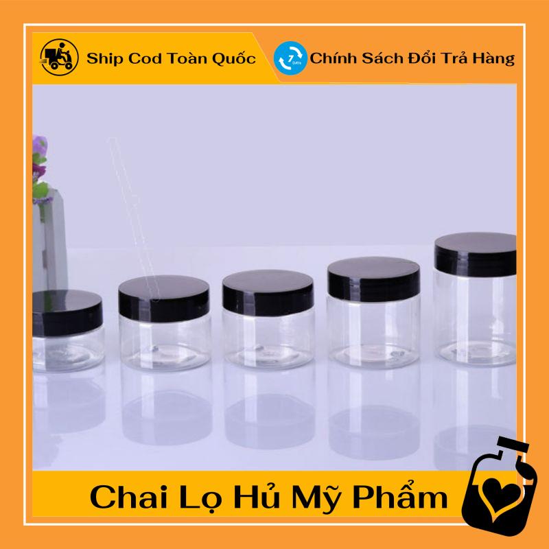 Hủ Đựng Kem ❤ TOP GIÁ RẺ ❤ Hủ nhựa pet Trong Nắp Đen 50g 100g 200g 250g đựng mỹ phẩm, thực phẩm, đồ khô, ngũ cốc