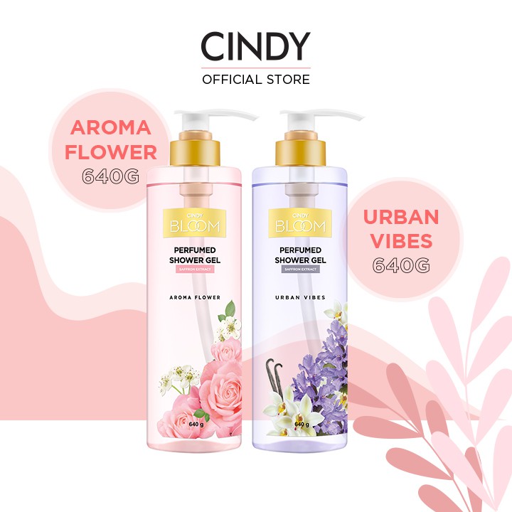 Combo sữa tắm nước hoa Cindy Bloom Aroma Flower 640g + Urban Vibes 640g