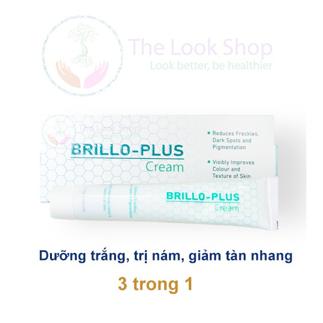 Kem dưỡng trắng da 3 trong 1 Brillo Plus 20gr- Hỗ trợ giảm nám, tàn nhang, nâng tone đều màu da- Nhập khẩu chính ngạch