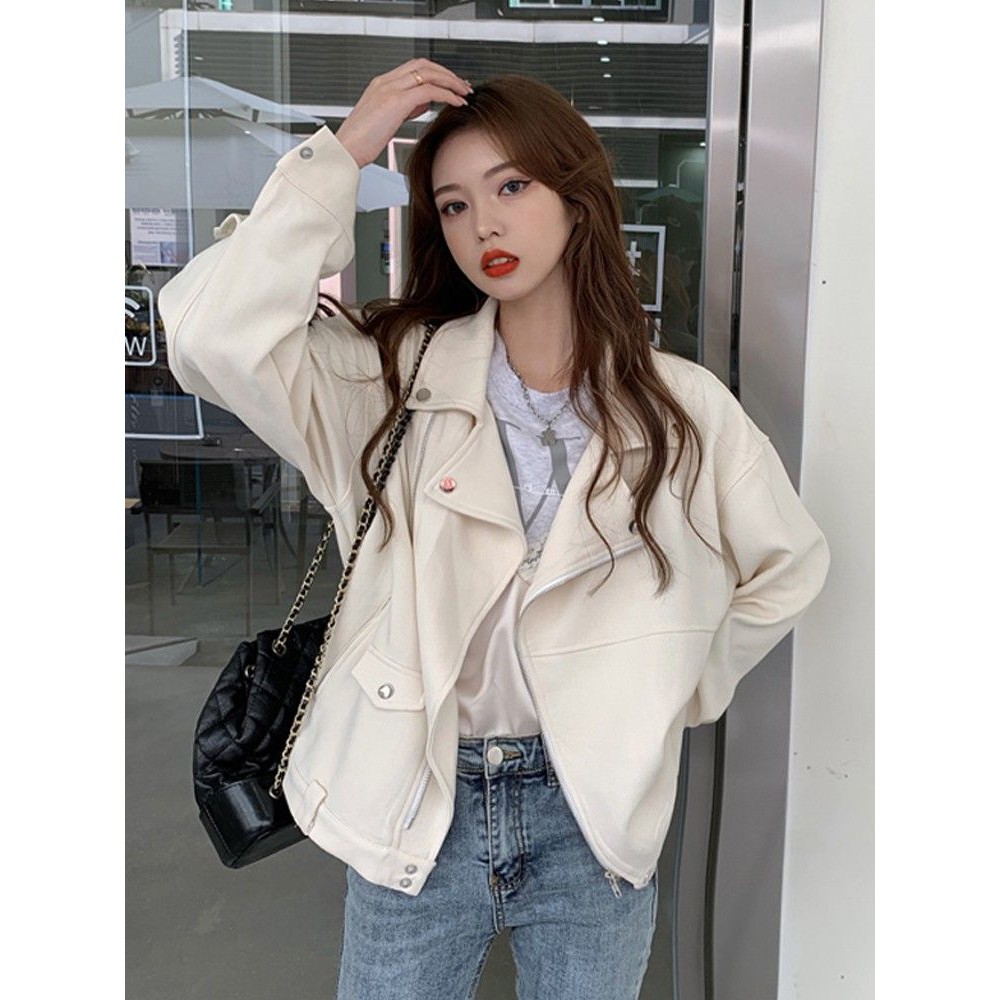 Áo khoác da biker hàng Quảng Châu nữ tính cá tính ulzzang - Có ảnh thật