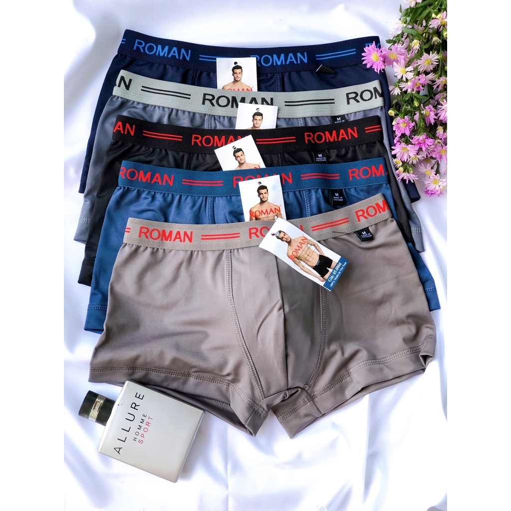 Combo 5 quần lót nam đùi boxer,05 màu lưng thun 3cm,thun lạnh 04 chiều co dãn,thoáng mát(Roman,Heroman,Tony)