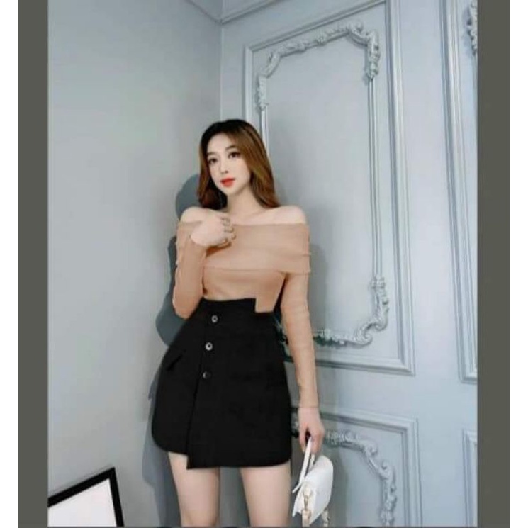 SET ÁO TRỄ VAI TAY DÀI COTTON VỚI CHÂN VÁY NUT