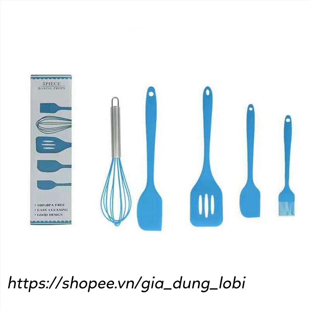 Bộ dụng cụ làm bánh silicone 5 món, đồ làm bếp nấu ăn tiện dụng