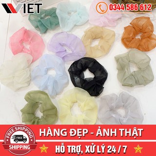 [FREE SHIP TOÀN QUỐC] Dây Buộc Tóc Scrunchies Vải Voan Kính Trơn Phong Cách Hàn Quốc Dành Cho Nữ