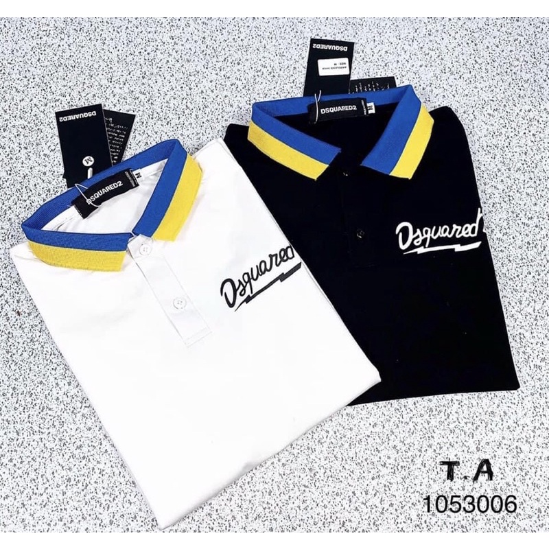 Áo polo DSQ2 cotton mầu trắng trơn thời trang nam, Áo cộc tay có cổ mùa hè phong cách hàn quốc btshop từ 45 đến 75 kg
