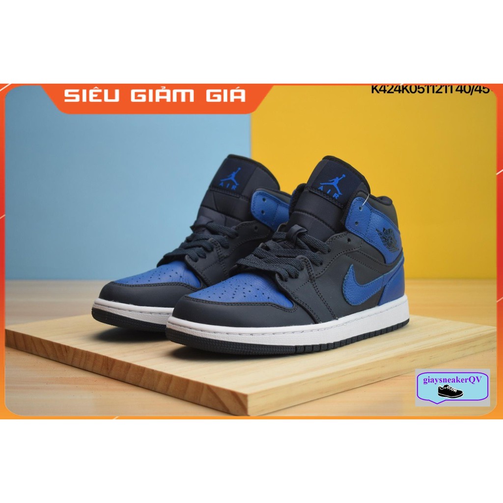 Giày thể thao Air Jordan 1 Retro Black Royal Blue cổ cao năng động, siêu nhẹ dành cho nam và nữ