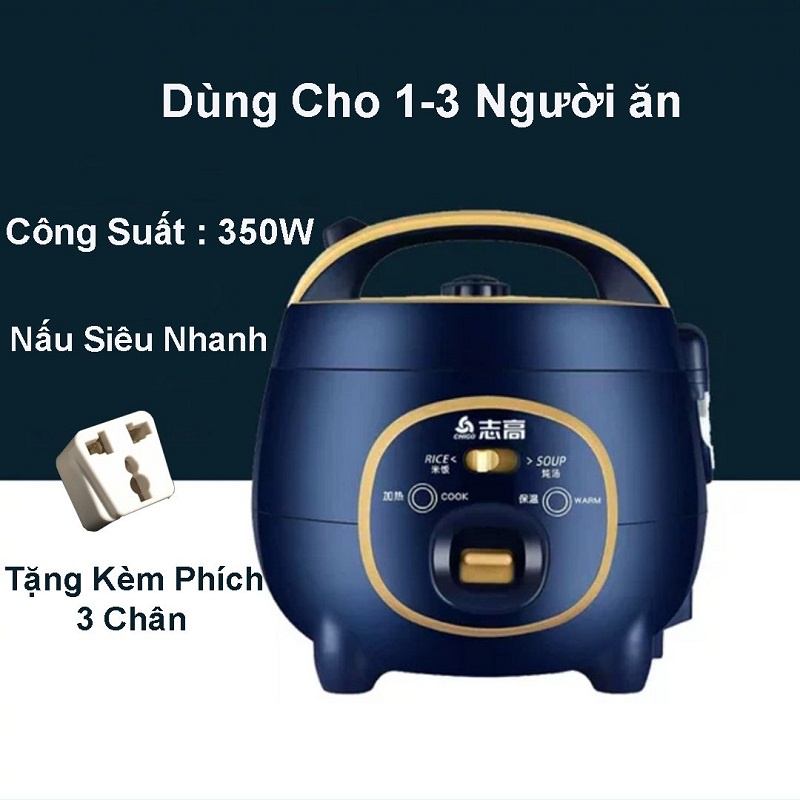 Nồi cơm điện mini Chigo 0.8L đa năng, Nấu cơm, Nấu cháo, Hầm xương, Luộc rau củ quả tiện lợi - CFXP15-E