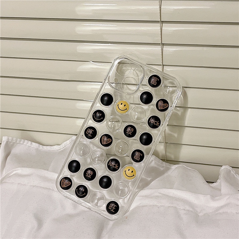 Ốp lưng iphone Ốp Điện Thoại Trong Suốt Hình Mặt Cười/Chữ Cho iphone13Promax 6/6splus/7/7plus/8/8plus/x/xr/xs/11/12/13/pro/max/plus/promax Dinuo case