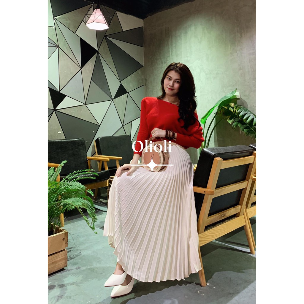 Chân váy xếp ly Olioli Fashion (Dáng maxi, chất liệu lụa Satin) | BigBuy360 - bigbuy360.vn