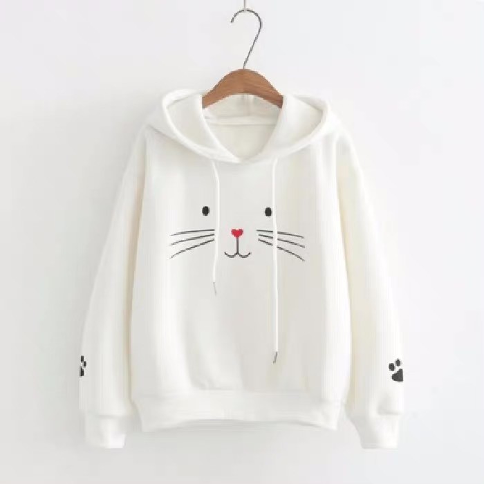 ÁO HOODIE NỮ ❤️FREESHIP❤️ áo hoodie NHIỀU MÀU VẢI NỈ POLY IN MẶT MÈO CUTE Hoodies nón nữ AO HOODIE FREE SIZE DƯỚI 60KG