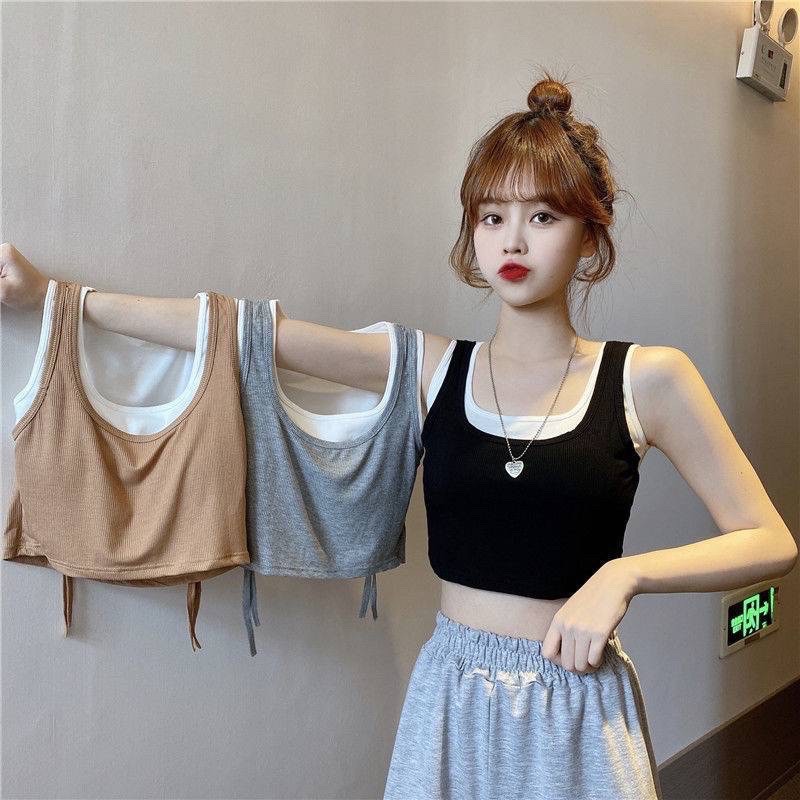 Áo bra ba lỗ dáng croptop 2 lớp có đệm ngực 2 trong 1