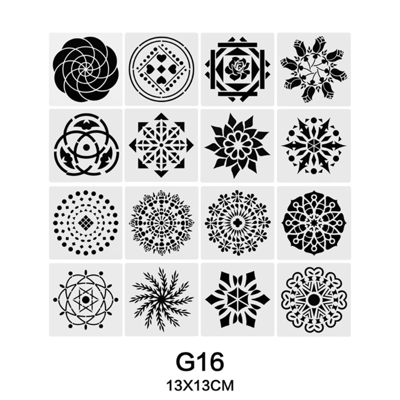 Set 58 Khuôn Họa Tiết Mandala Kèm Khay Các Tông Màu