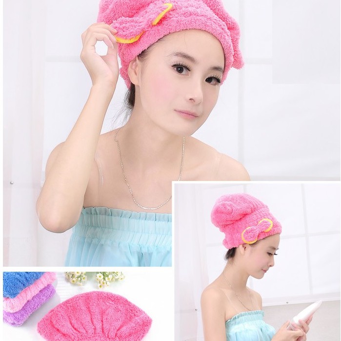 Khăn cuốn tóc rửa mặt - trang điểm - tắm gội đa năng