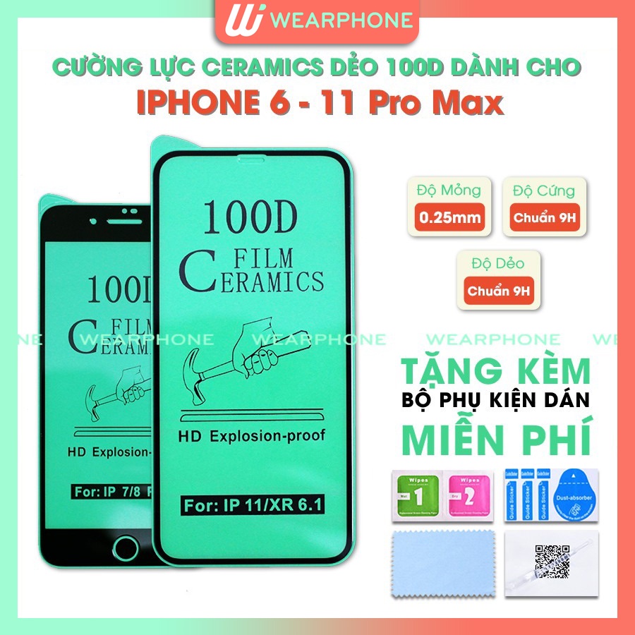 Kính Cường Lực Dẻo Ceramics iPhone 6 6plus 6s 6s plus 6 7 7plus 8 8plus x xs xs max 11 11 pro 11 12 Mini promax