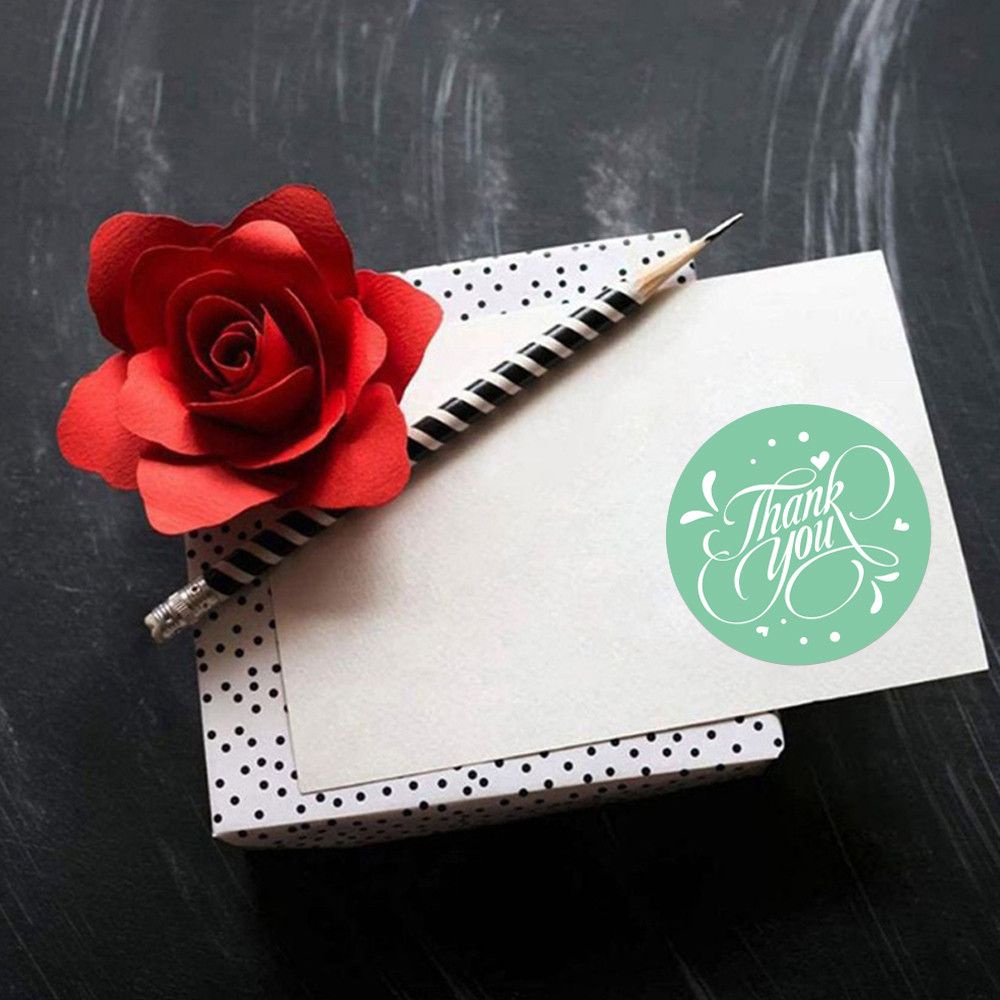 Cuộn Nhãn Dán Chữ Thank You / Cầu Vồng / Mặt Trời / Bánh Donut Trang Trí Quà Tặng