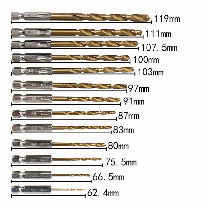 Mũi khoan sắt chuôi lục giác ,bộ 13 pc