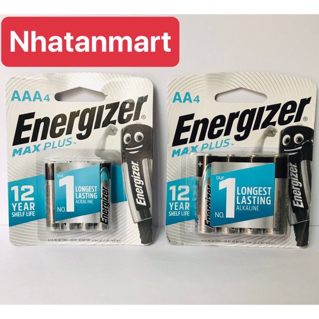 Pin Energizer Max PLus tiểu AA, đũa AAA  vỉ 4 viên