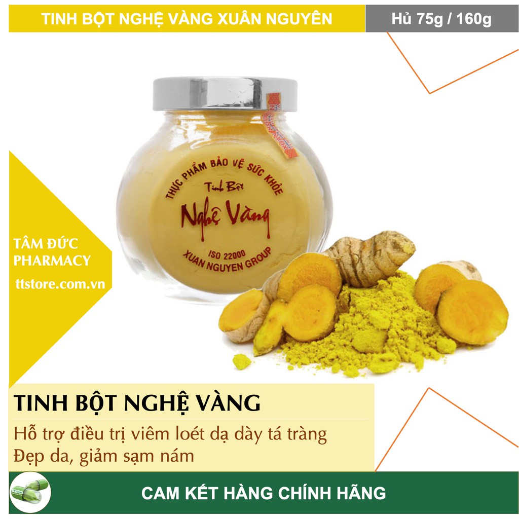 Tinh bột Nghệ vàng Xuân Nguyên [Hủ 75g / 160g] - Tinh bột nghệ nguyên chất 100%, cao cấp