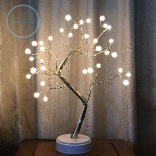 Bonsai Lamp Adjustable 36 LED Copper Wire Tree Style Pearl Ball Gift Bedroom Living room Decoration Convenient