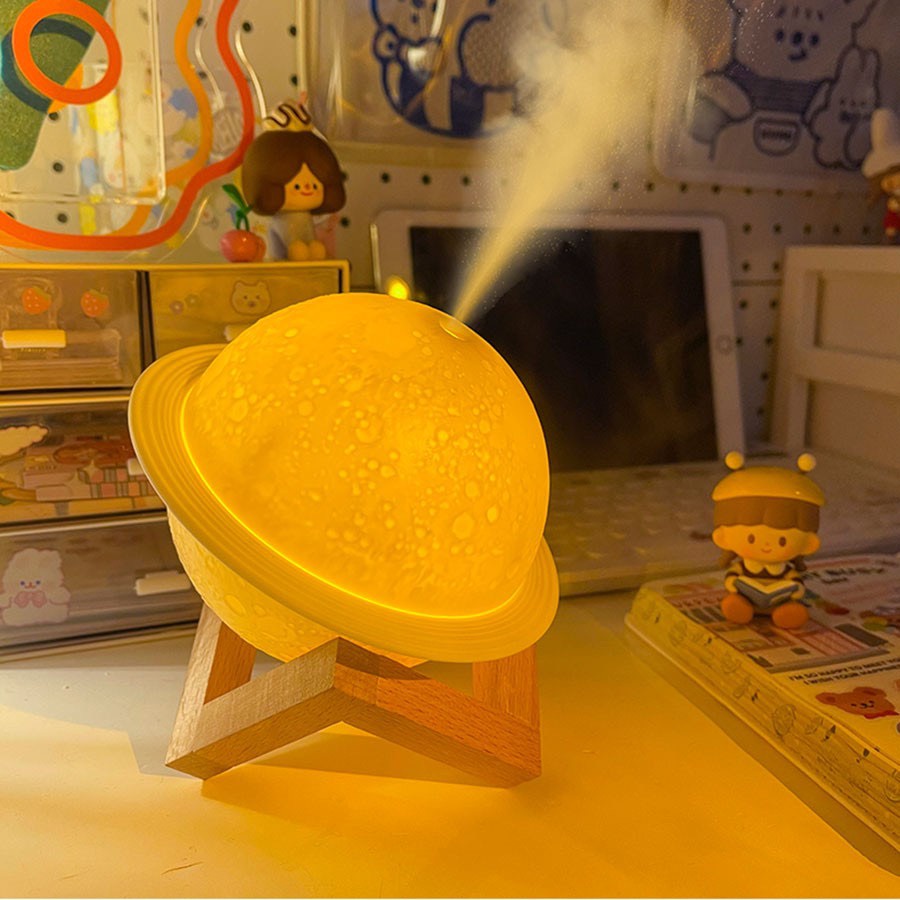 Máy phun sương tạo ẩm kiêm đèn ngủ decor hình sao thổ mẫu mới nhất