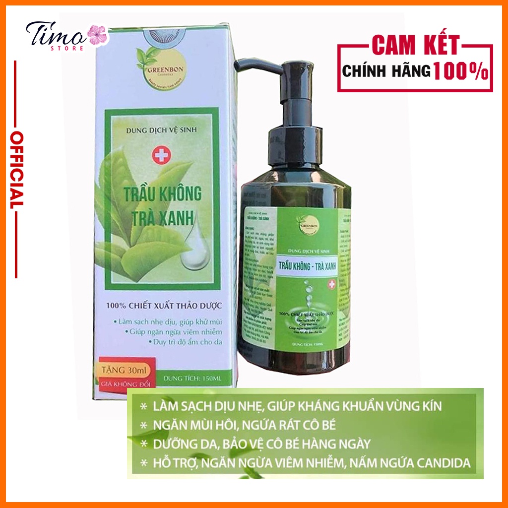 Dung dịch vệ sinh phụ nữ trầu không trà xanh Greenbon 150ml - chính hãng | TM057