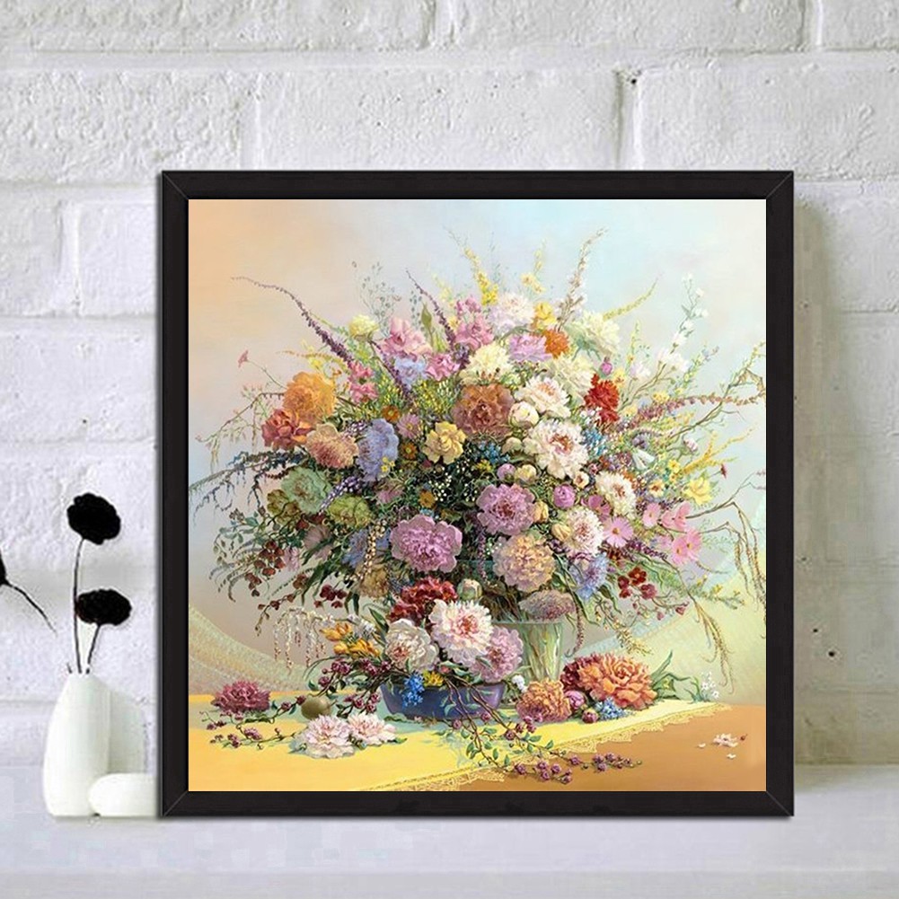 Bộ Tranh Đính Đá 5d Tự Làm Hình Bình Hoa Độc Đáo