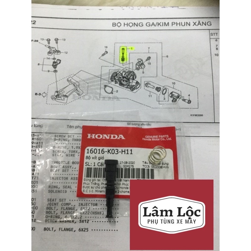 ốc vít chỉnh ga vario click honda