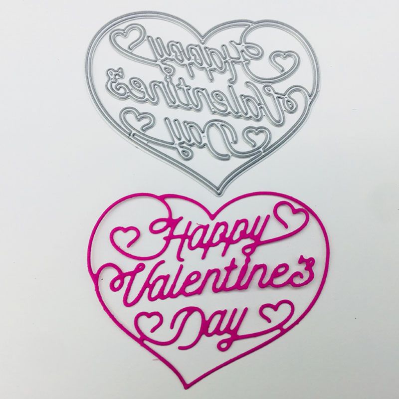 Khuôn Cắt Giấy Làm Từ Kim Loại Hình Trái Tim Happy Valentines Trang Trí Scrapbook